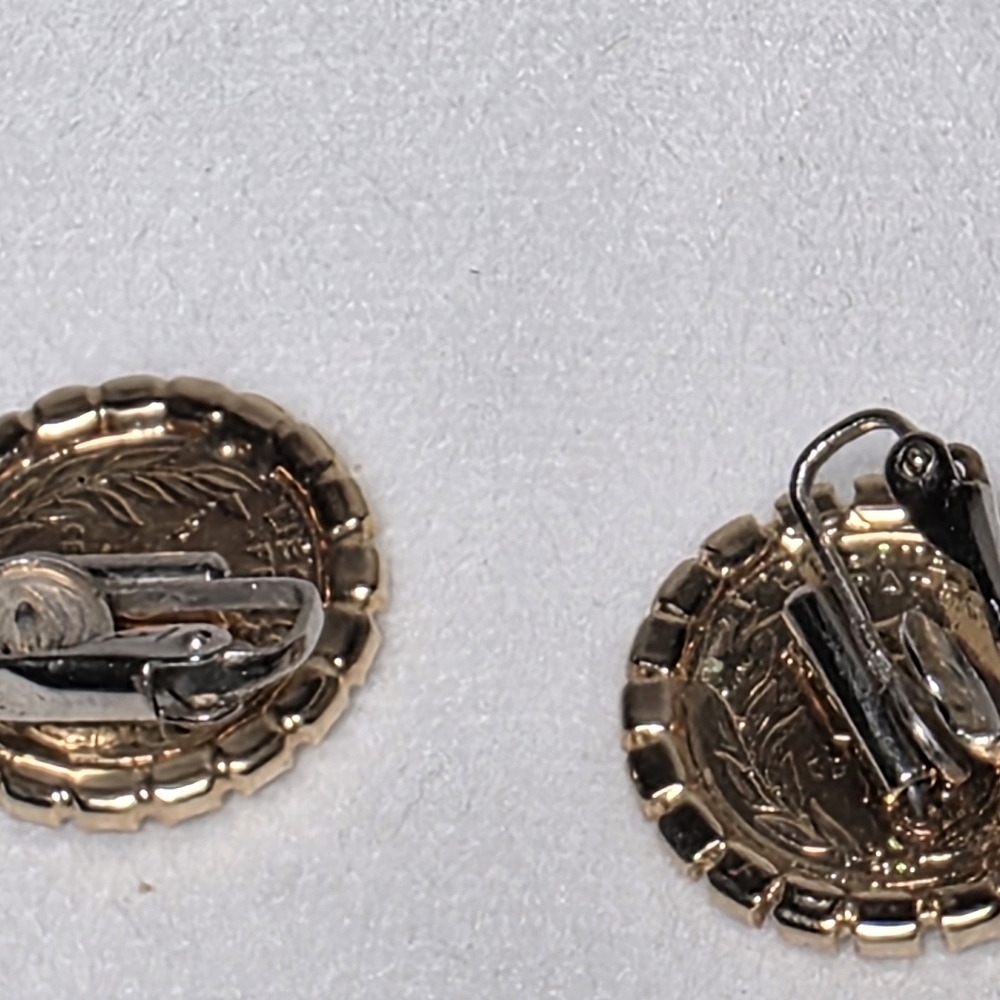 Napoleon Gold Tone Rhinestones Vintage Earrings - Picture 4 of 5